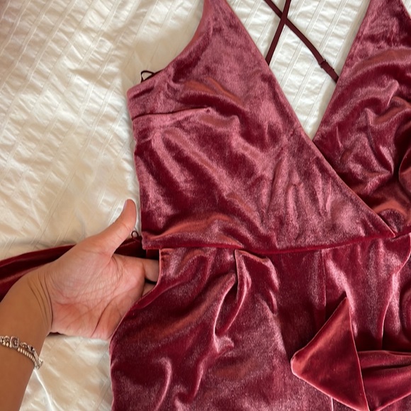 Express Wine Red Velour Pantsuit - Picture 2 of 5